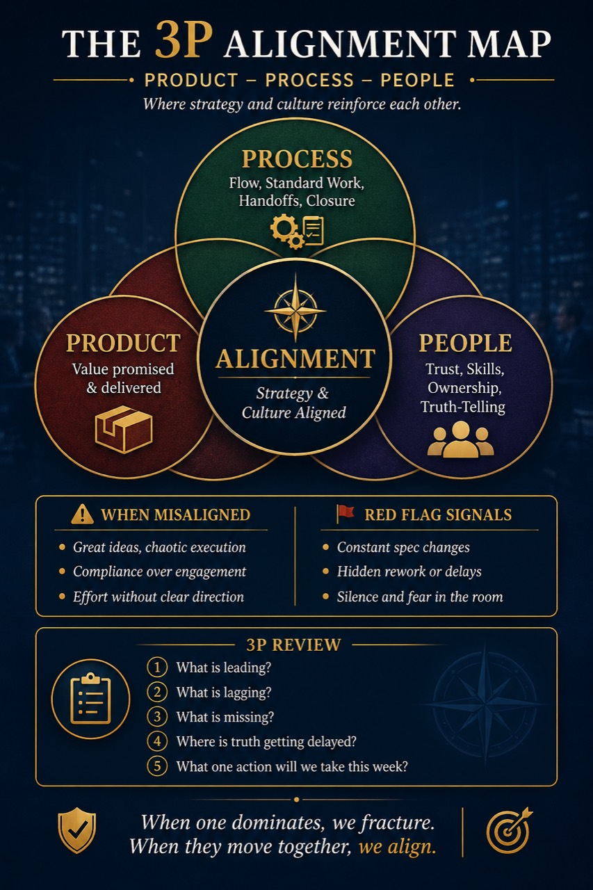 The 3P Alignment Map for product, process, people, and alignment
